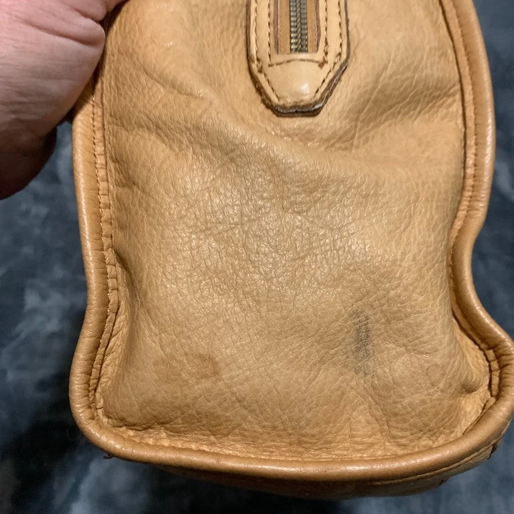 American Leather Co. Lenox Satchel Tan Leather Shoulder Bag Purse Triple Entry - Picture 6 of 16